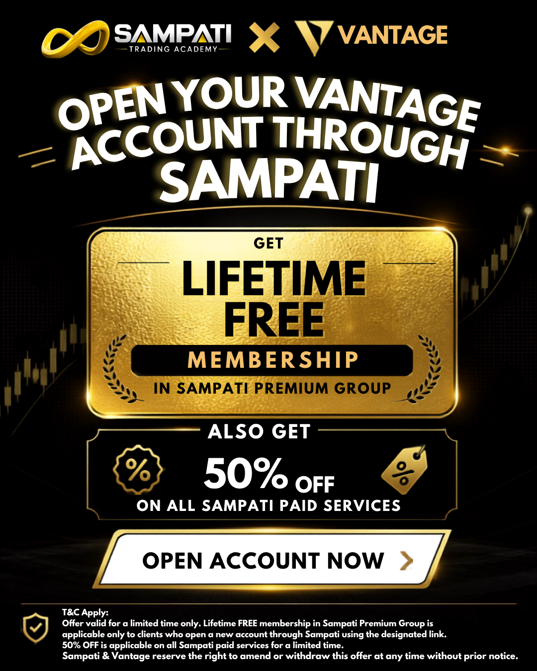 Sampati x Vantage Offer — Lifetime Free Membership + 50% Off